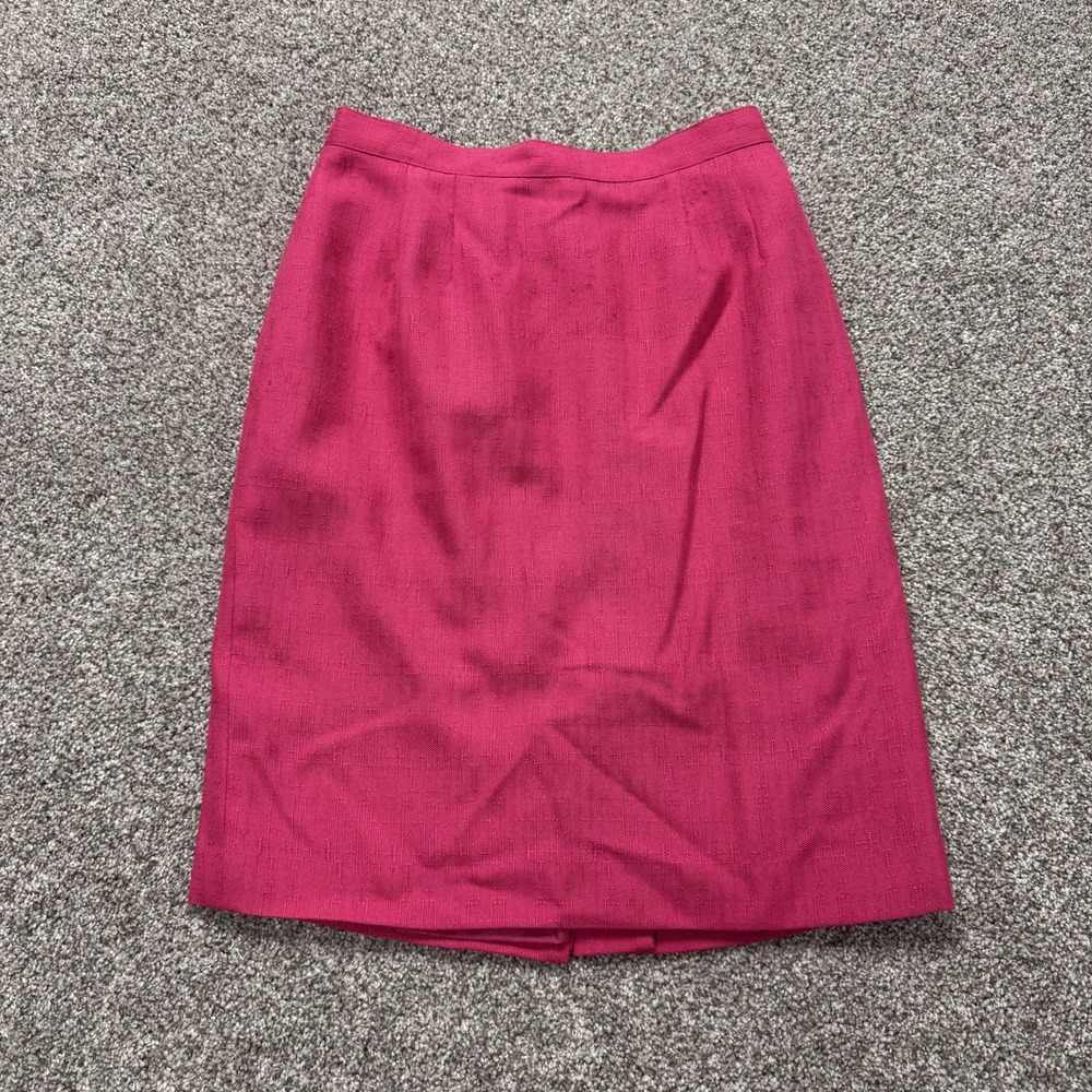 Vintage Pink Pencil Skirt Womens 6P Knee Length Lined Front Slit Workwear